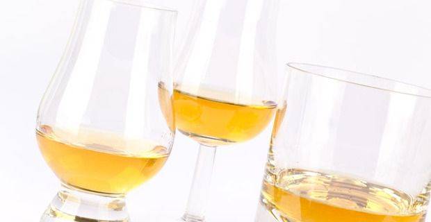Malt whisky Poured into Tasting Glasses and Old Fashioned