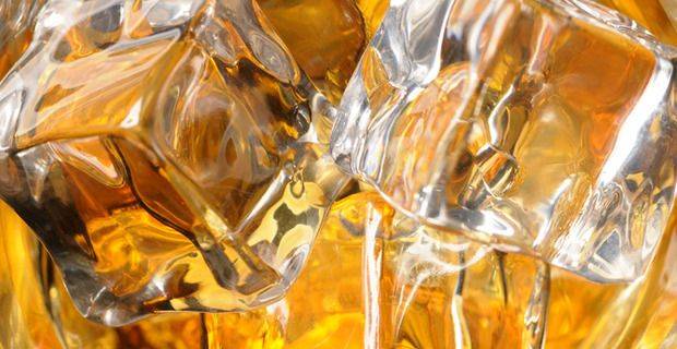 Malt Whisky on Ice Closeup