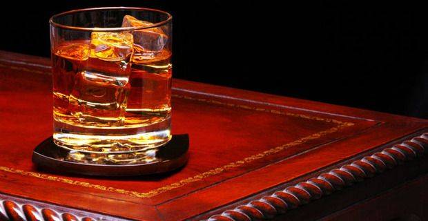 Glass of Malt Whisky on Ice